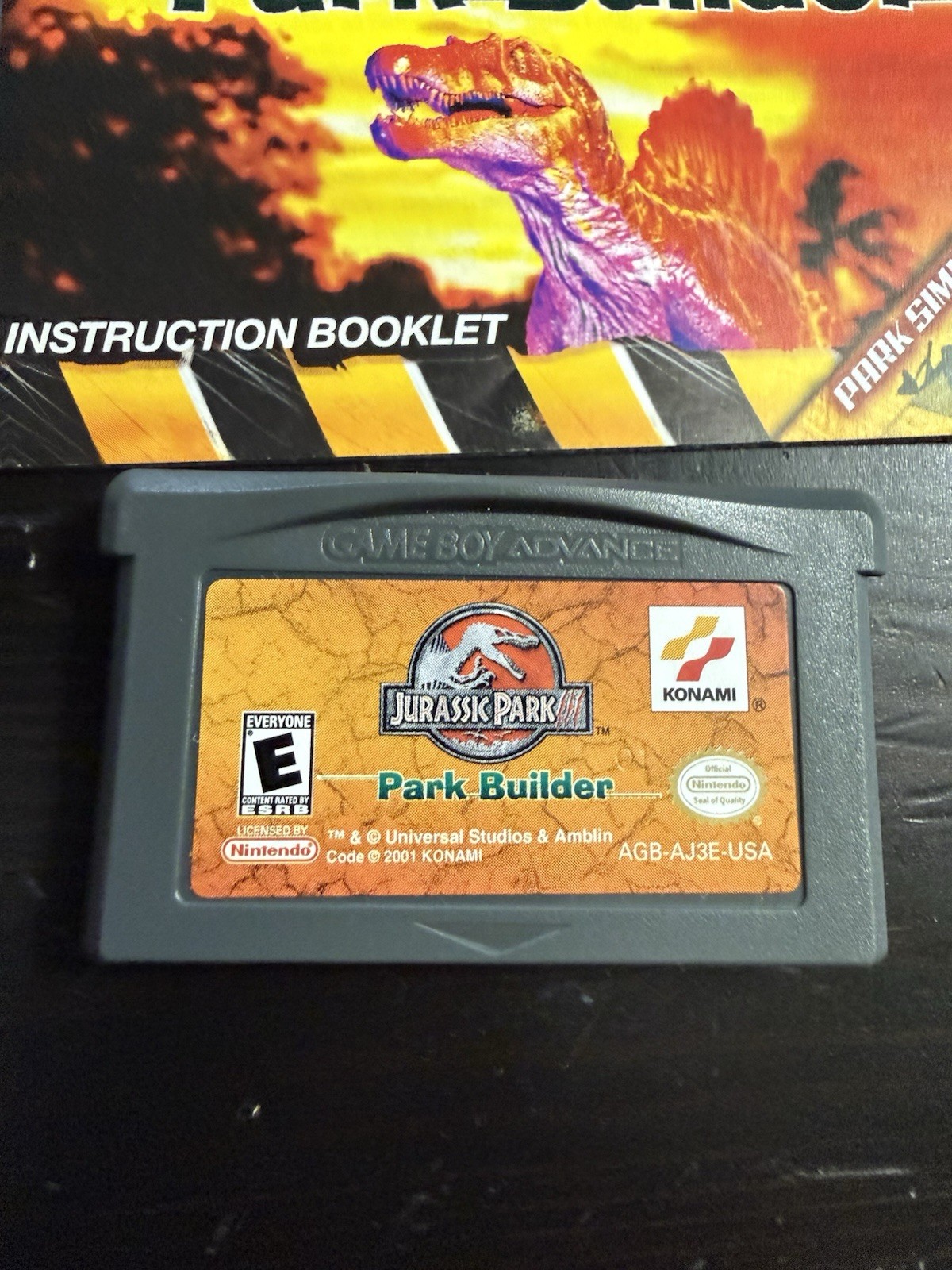 Jurassic Park Park Builder Nintendo Game Boy Advance GBA Cart And Manual Tested
