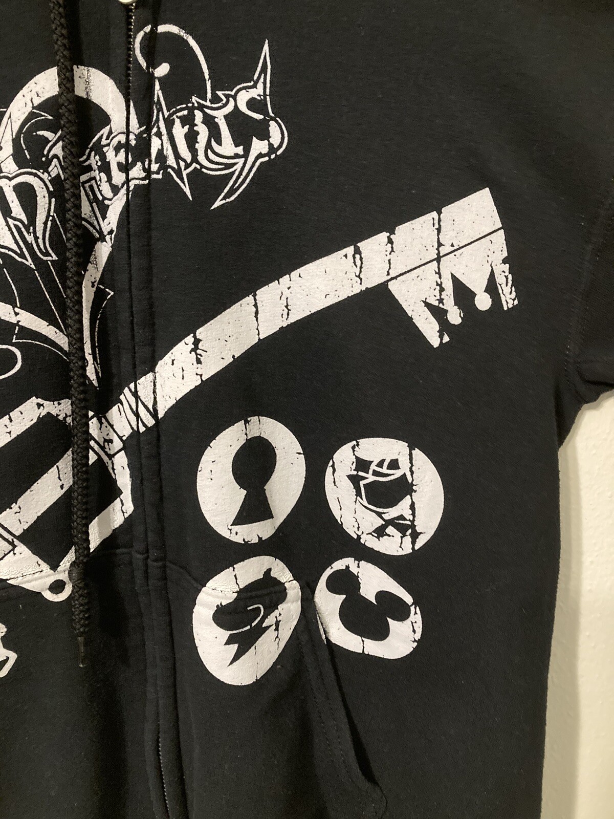 Kingdom Hearts Black and White Full Zipper Hoodie Jacket Mad Engine READ