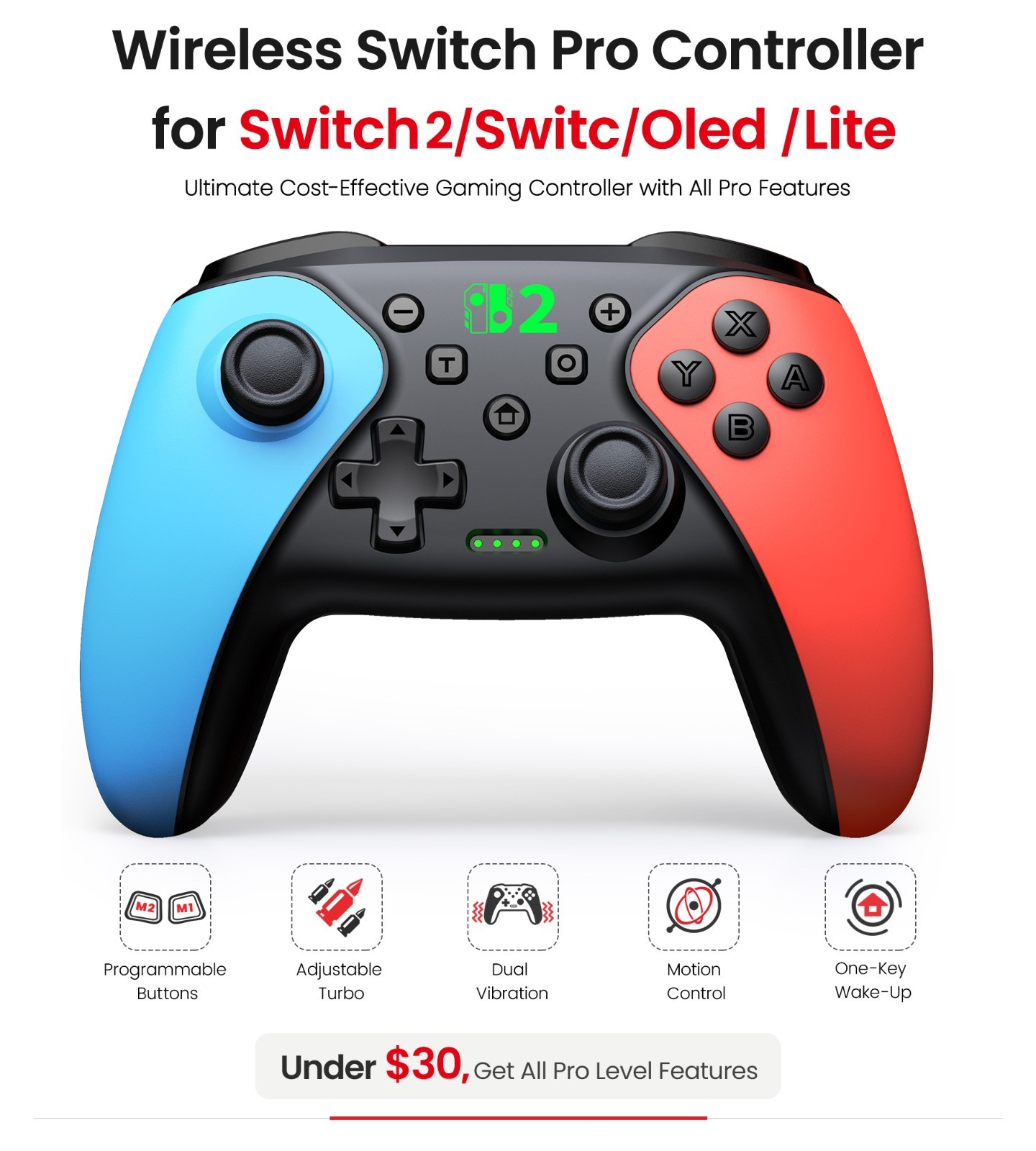 Wireless Controller for PC,Switch OLED/Lite,iOS,Android Bluetooth Controller