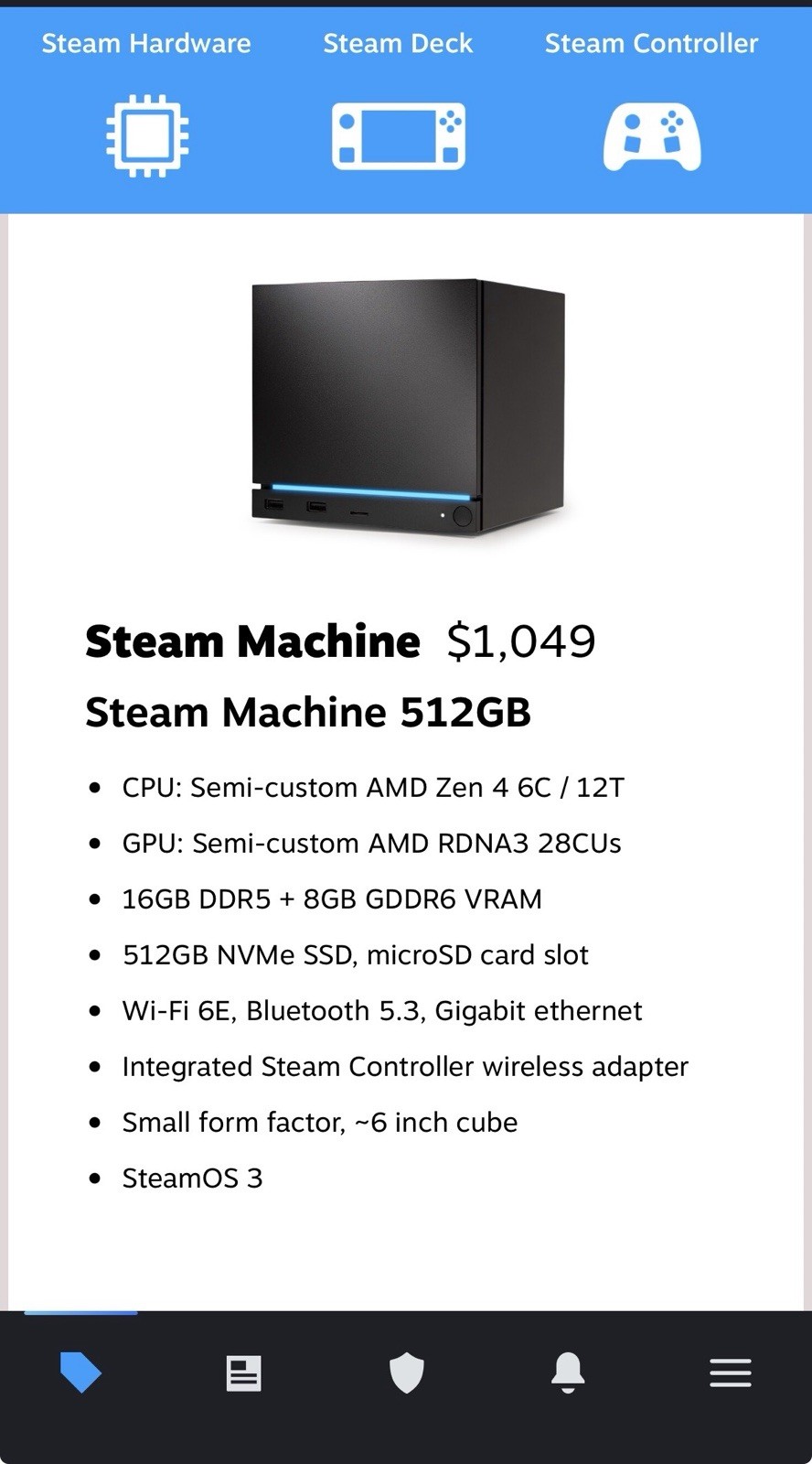 Steam Machine 512GB Valve PC Presale
