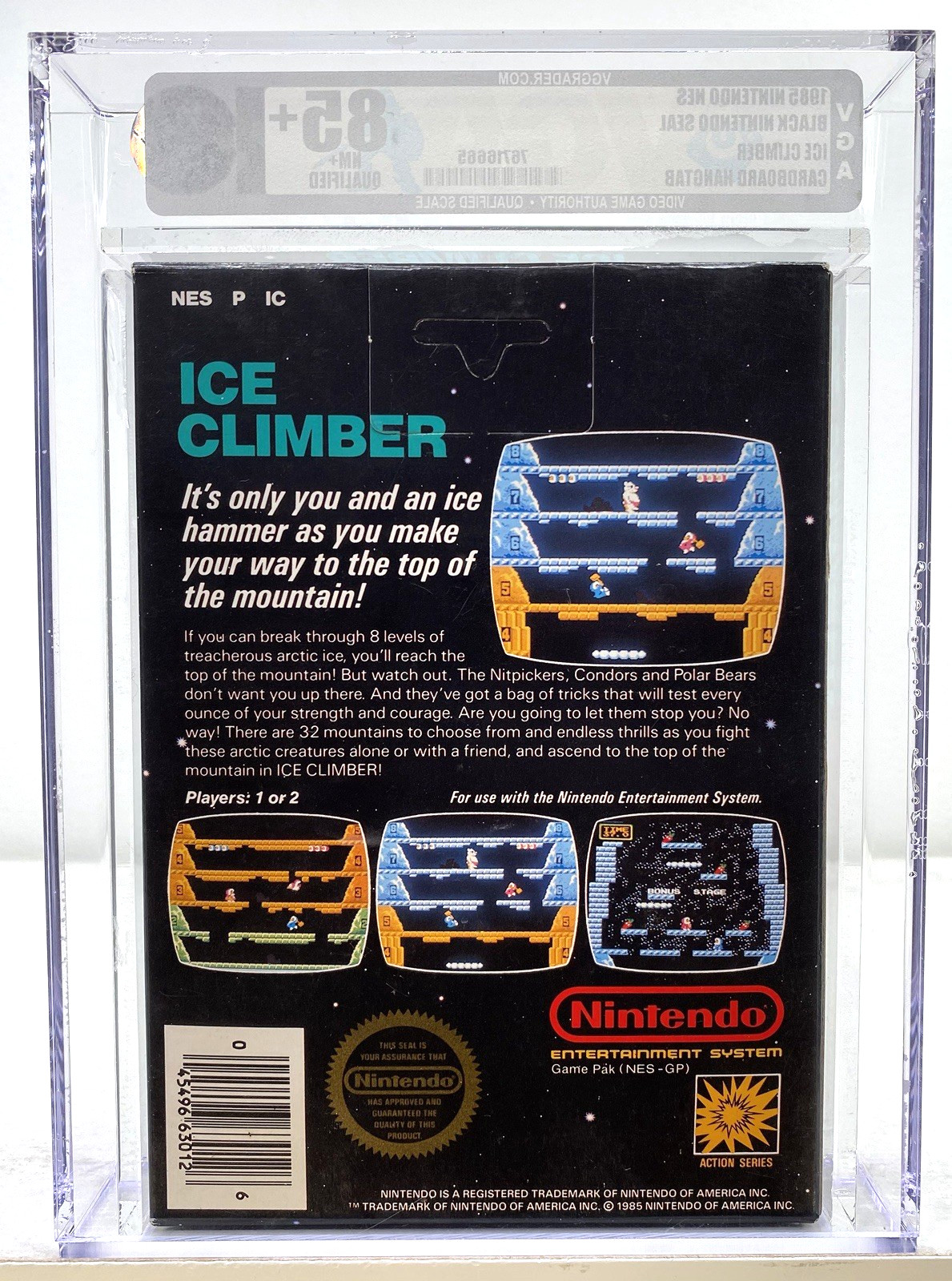Ice Climber Nintendo NES Brand New 1985 Non Rev Black Seal VGA Qualified Q 85+