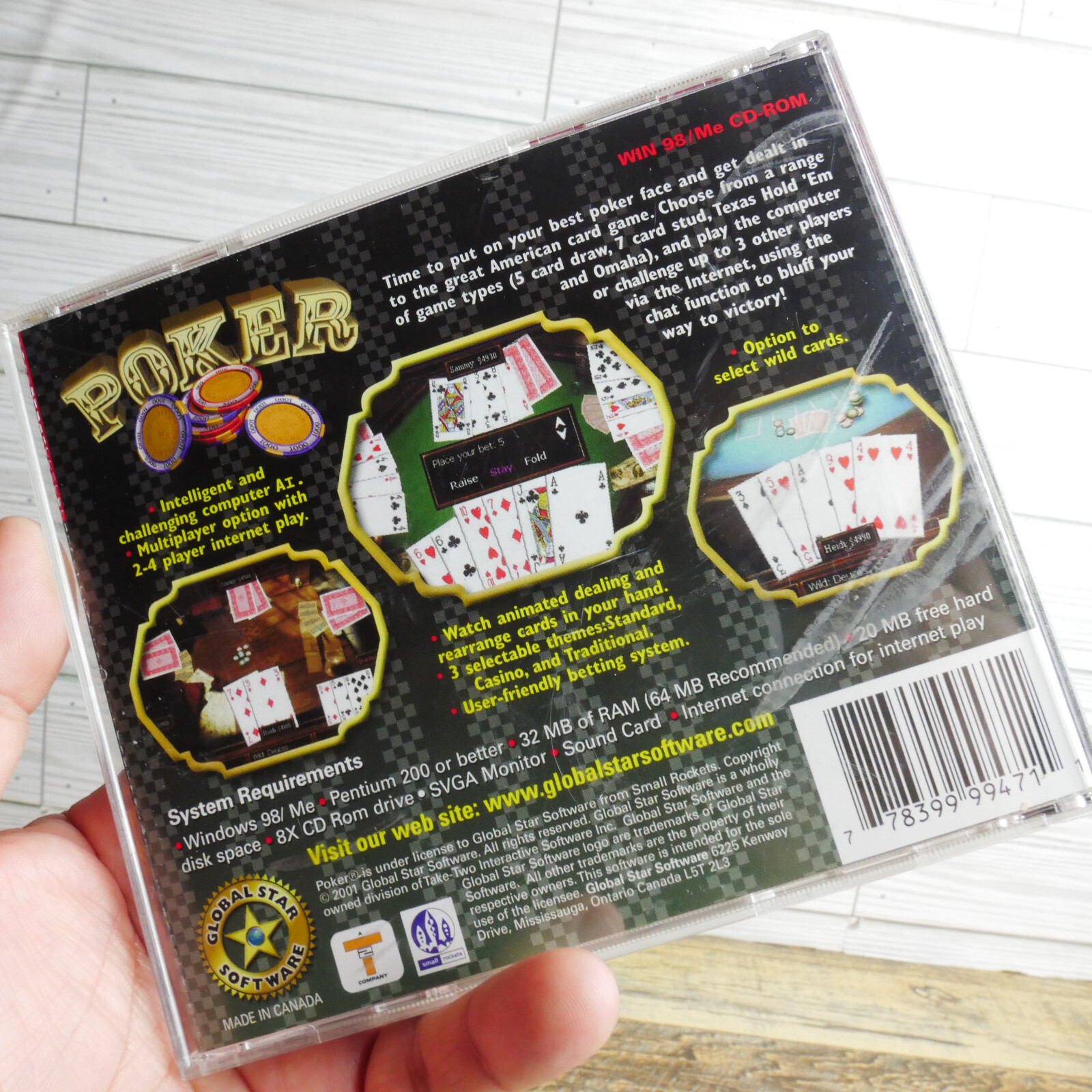 Poker Global Star Software Casino/Card Games Win 98/Me CD-ROM