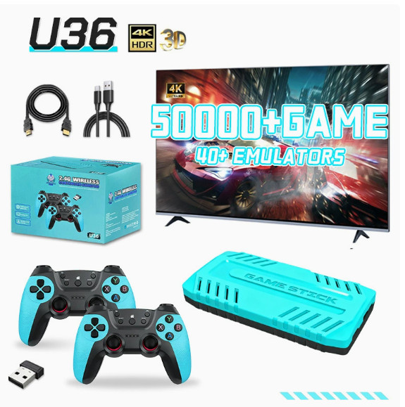 U36 4K HDMI Retro Game Console 2.4G Wireless Controllers 50000+ Games for TV