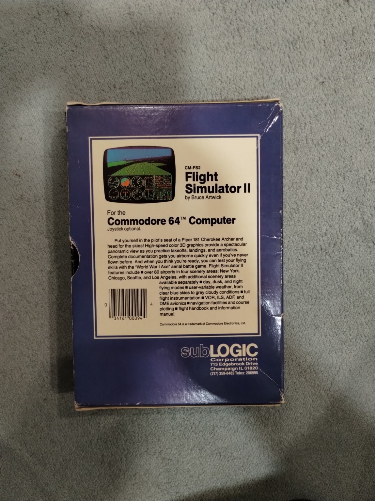 ✈️ CIB! Flight Simulator II Commodore 64 subLOGIC Tested Working – C64