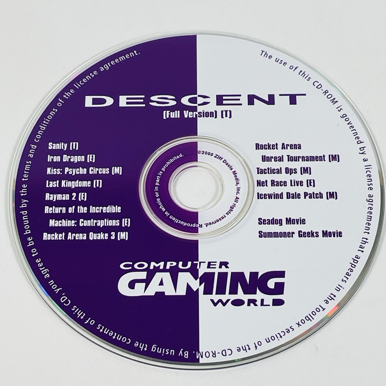 Computer Gaming World Nov 2000 Disk #2 promo with Descent complete game