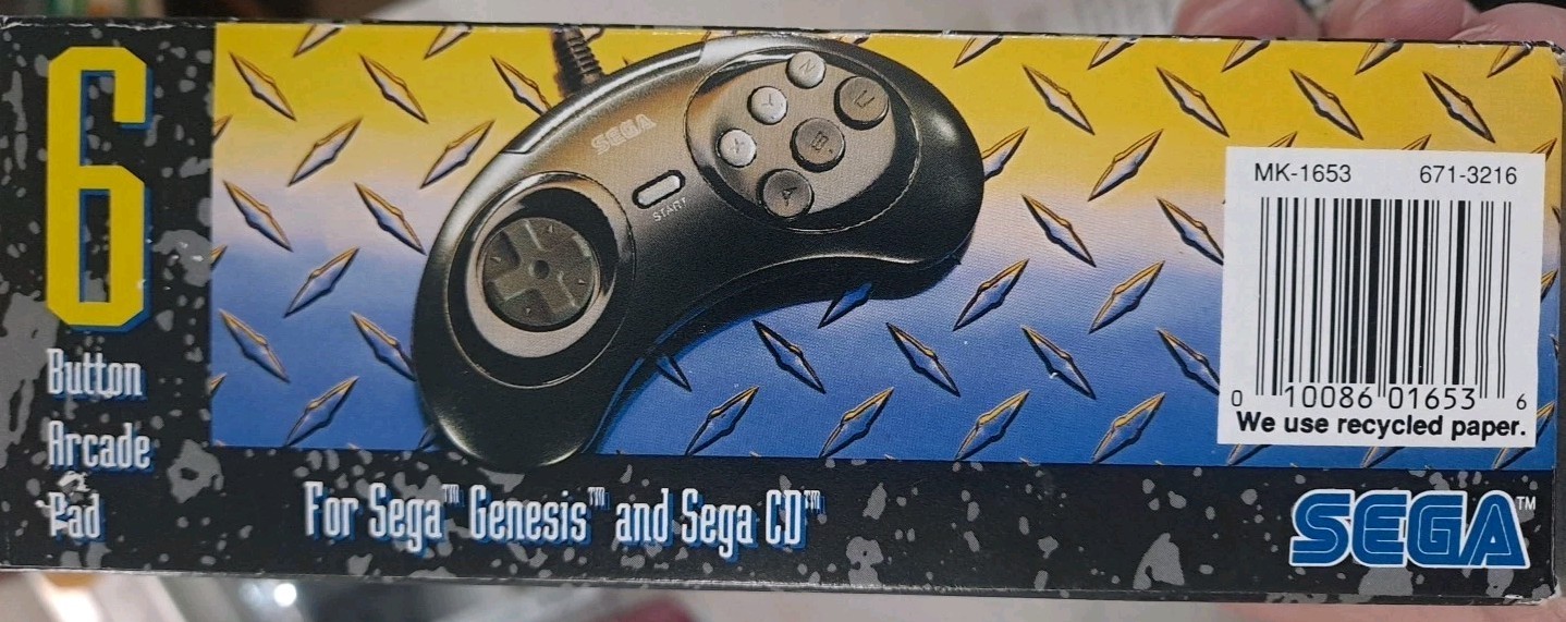 SEGA GENESIS CD 6-BUTTON MK-1653 FIRST PRINT VARIANT CONTROLLER IN BOX + MANUAL