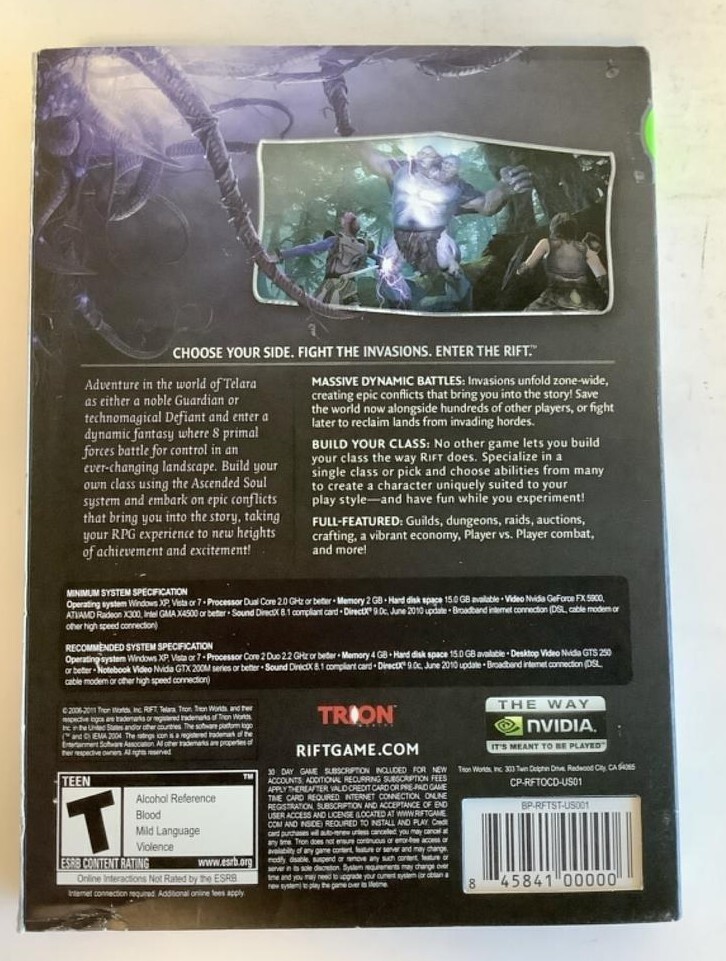Rift PC DVD-ROM Video Game 2011 Software with Poster Trion role playing