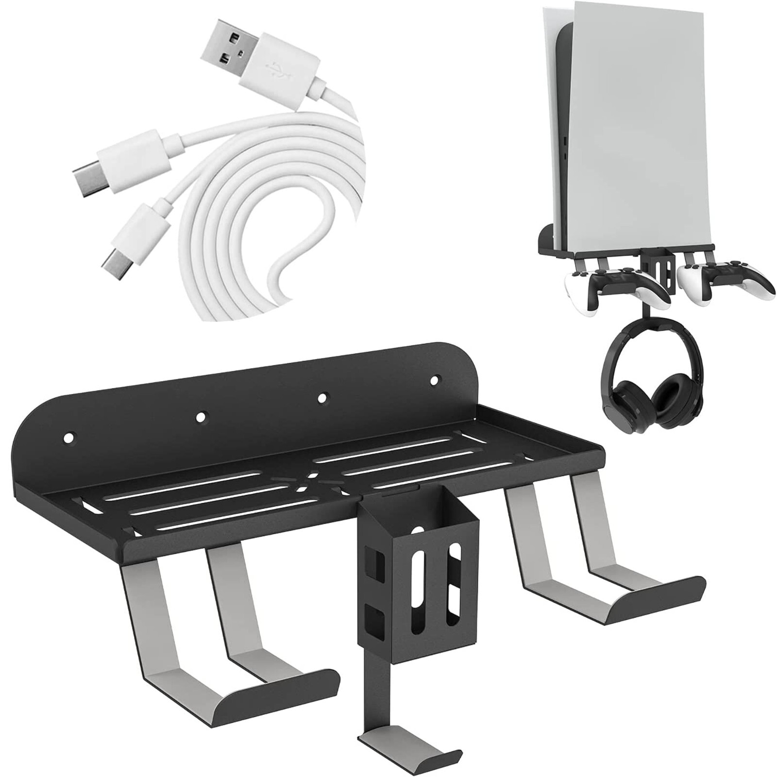 Wall Mount Kit For PS5 Console, PS5 Wall Bracket 6-in-1 Metal Wall Stand NEW US
