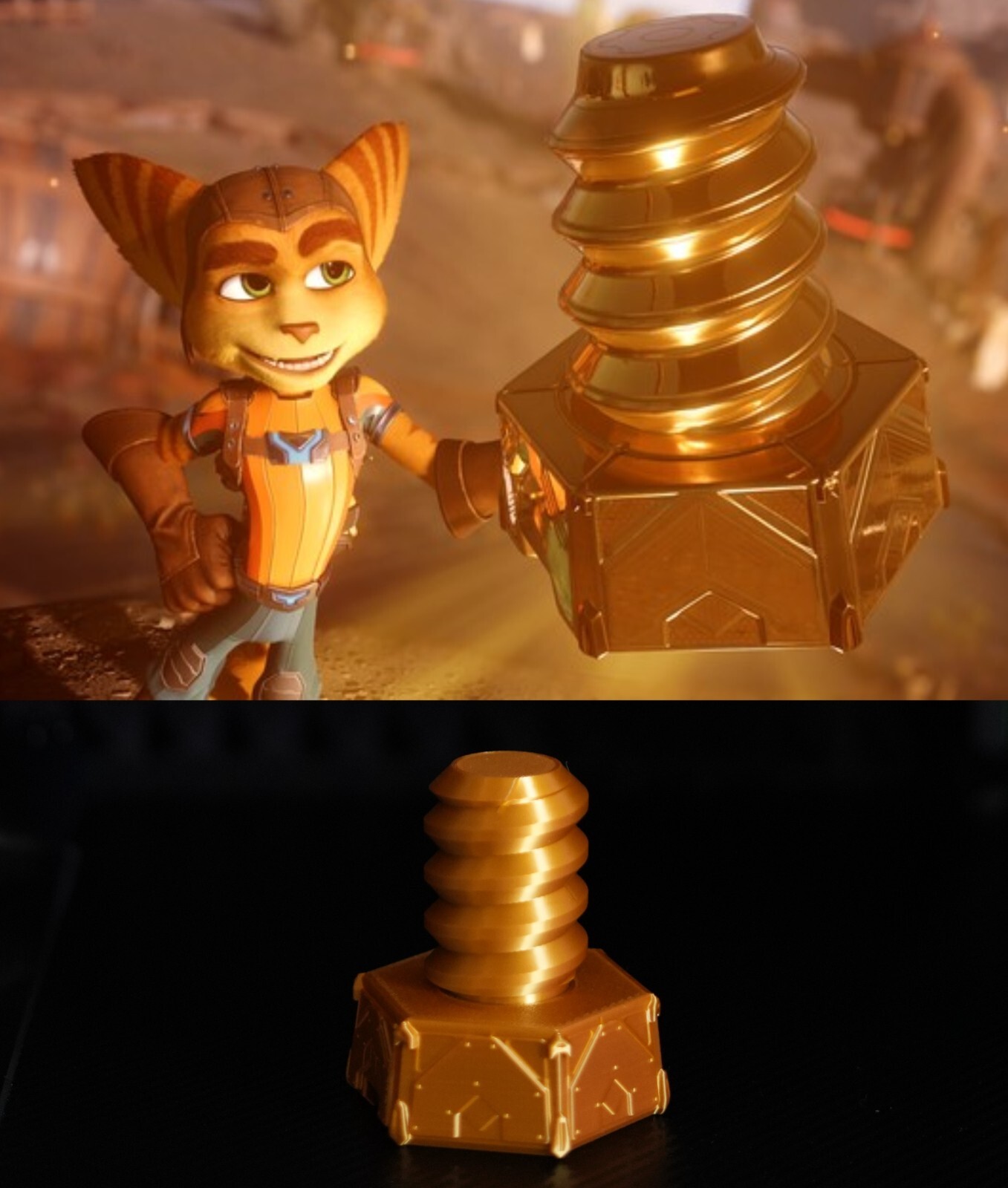 Ratchet & Clank Rift Apart GOLD BOLT 3d Print. 3.5in