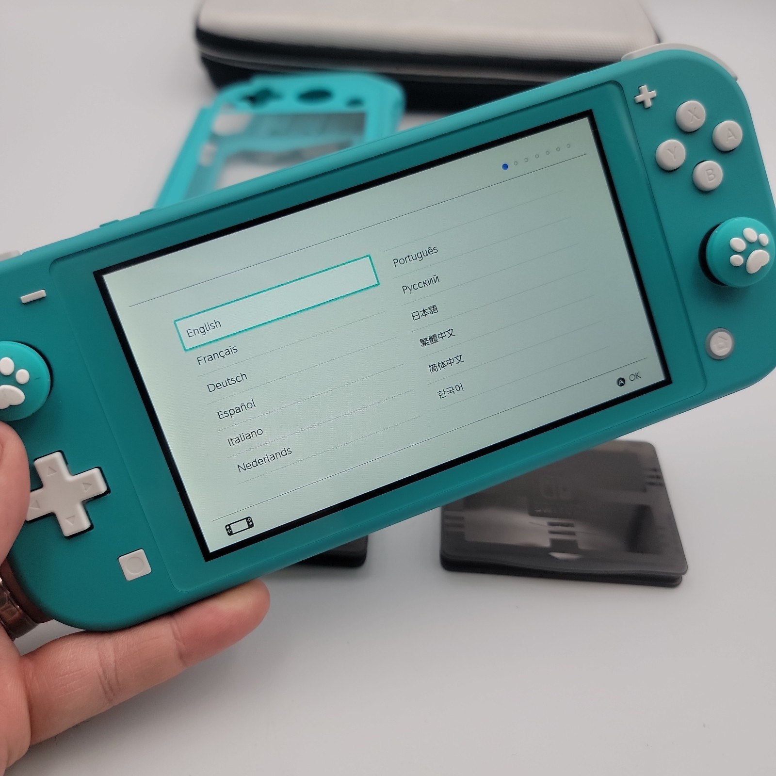 Nintendo Switch Lite HDH-001 32GB Turquoise Handheld Console W/ CASE Puppy Paw