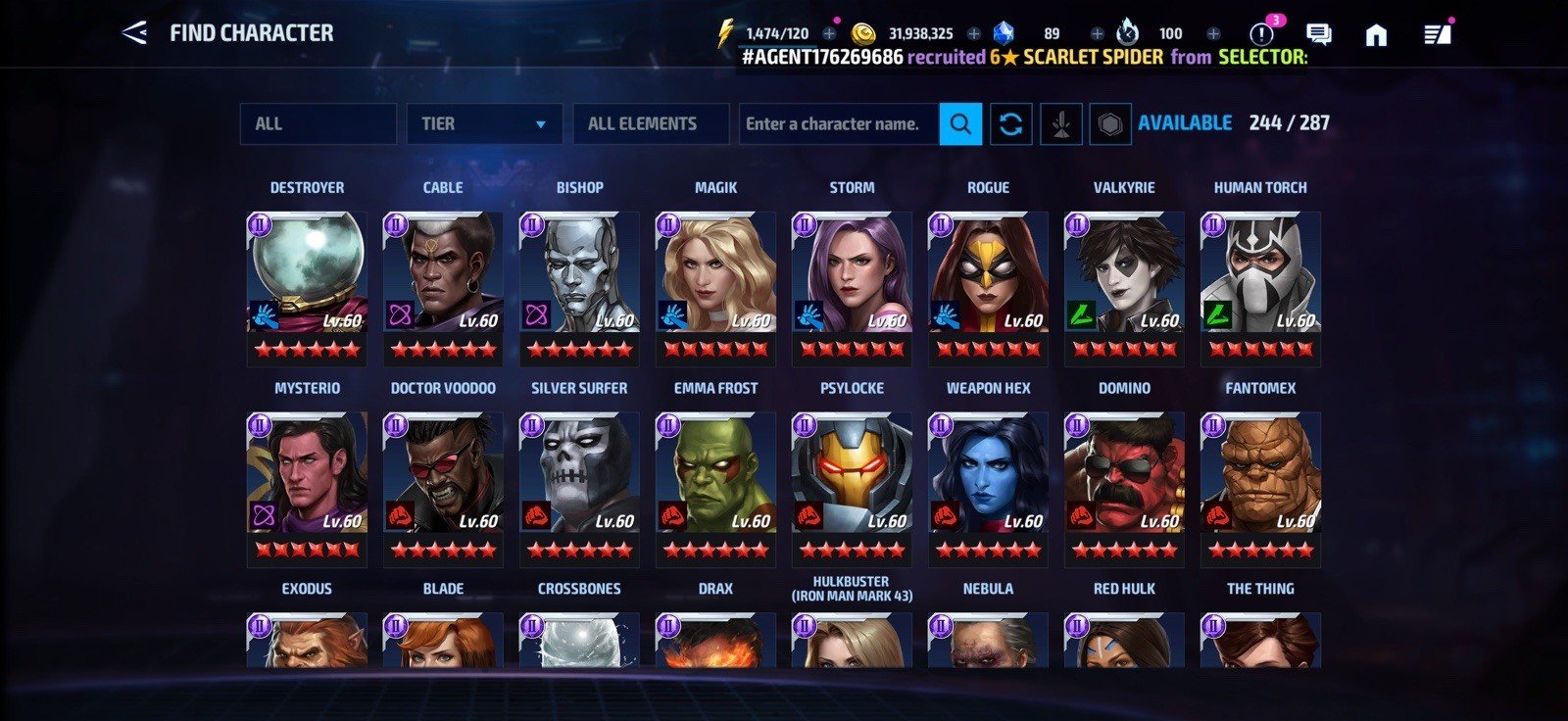 Stacked MARVEL Future Fight Account