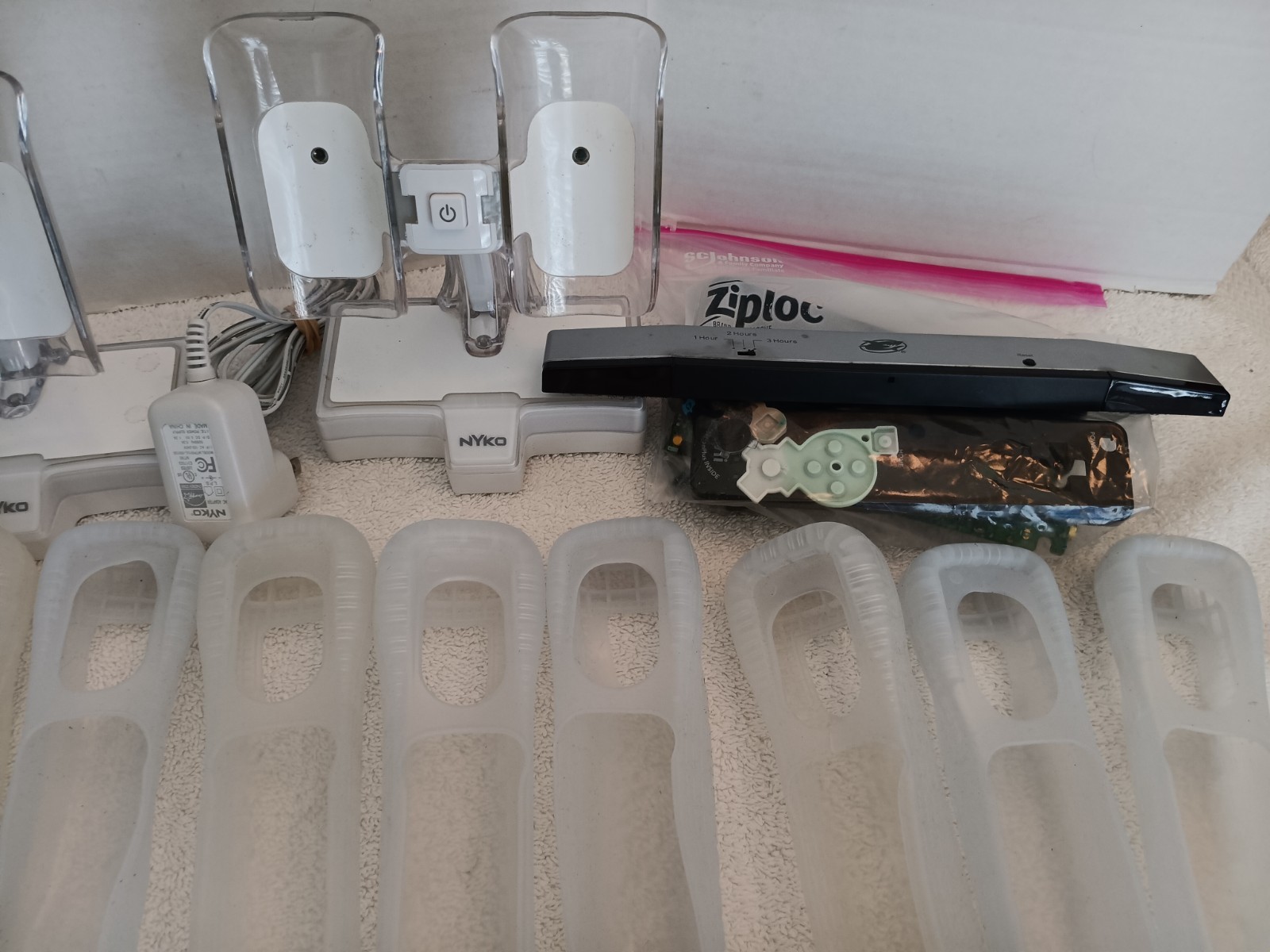 Lot of Nintendo Wii Accessories Chargers Wiimote Covers Steering Wheel Sports