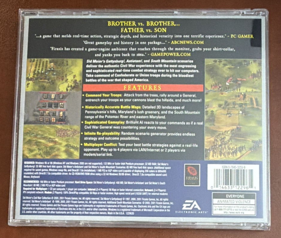 Sid Meier’s Civil War Collection PC CD ROM Complete Gettysburg Antietam EA