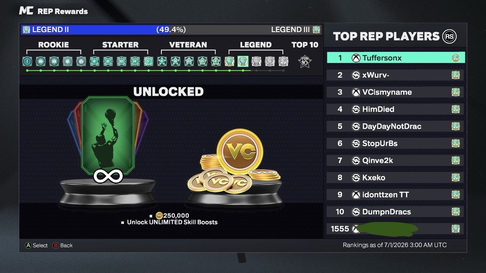 NBA 2K The City MyCAREER Rep Rewards Player Stats Screens Xbox Multiplayer
