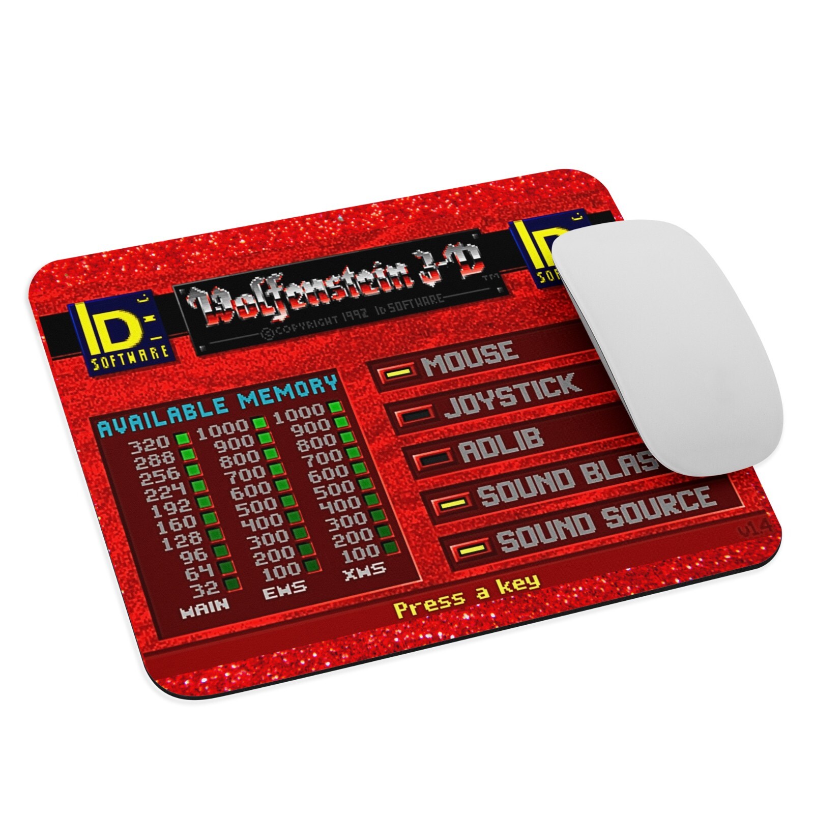 Wolfenstein 3d PC, 1995 Mouse Pad NEW 9.5″ x 7.75″ Non Slip Gaming ID Software
