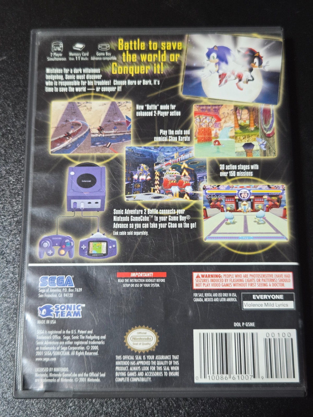 Sonic Adventure 2 Battle (Nintendo GameCube, 2004) – Complete In Box CIB