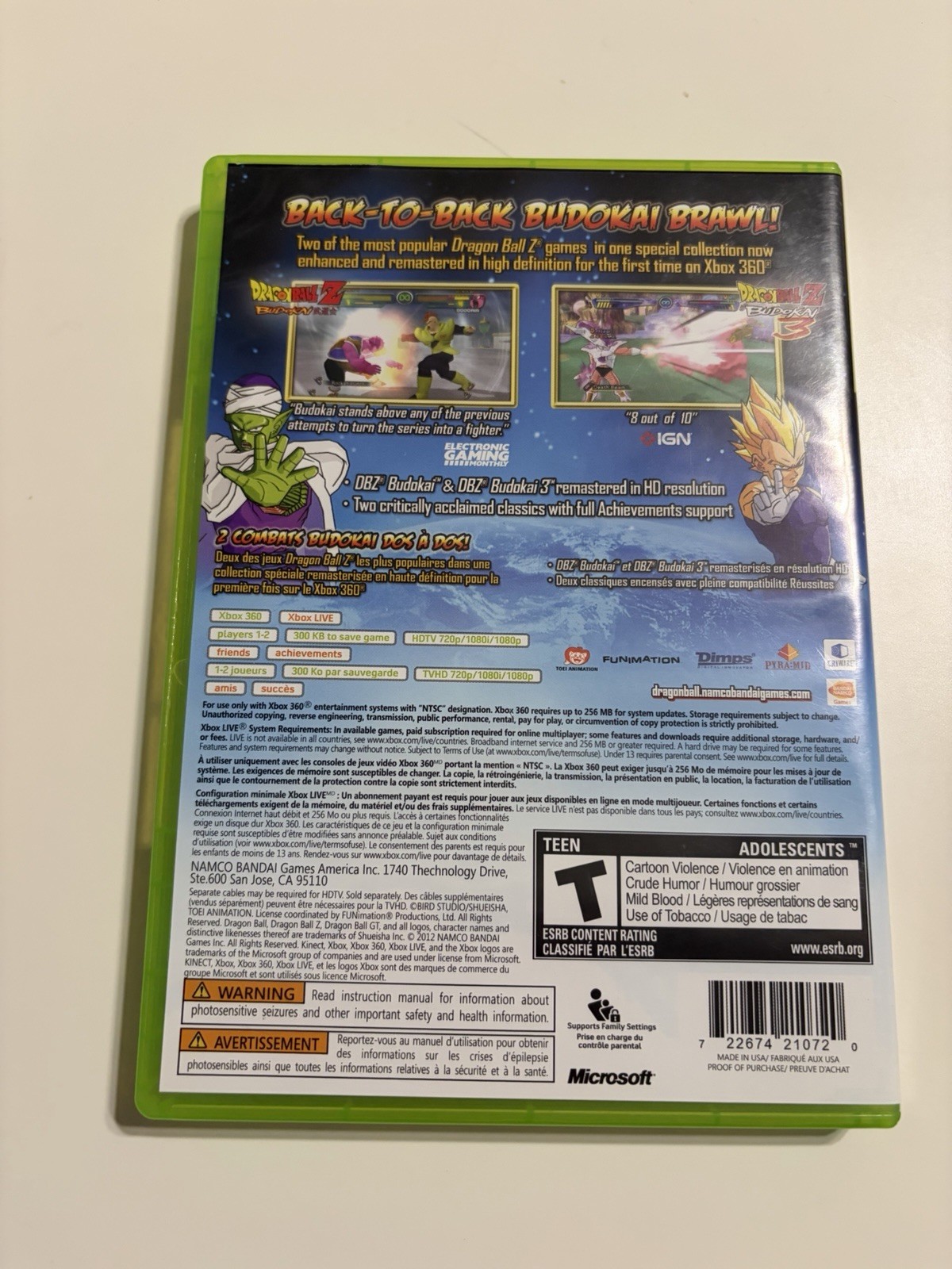 Dragon Ball Z: Budokai HD Collection (Xbox 360, 2012) Complete with Manual CIB