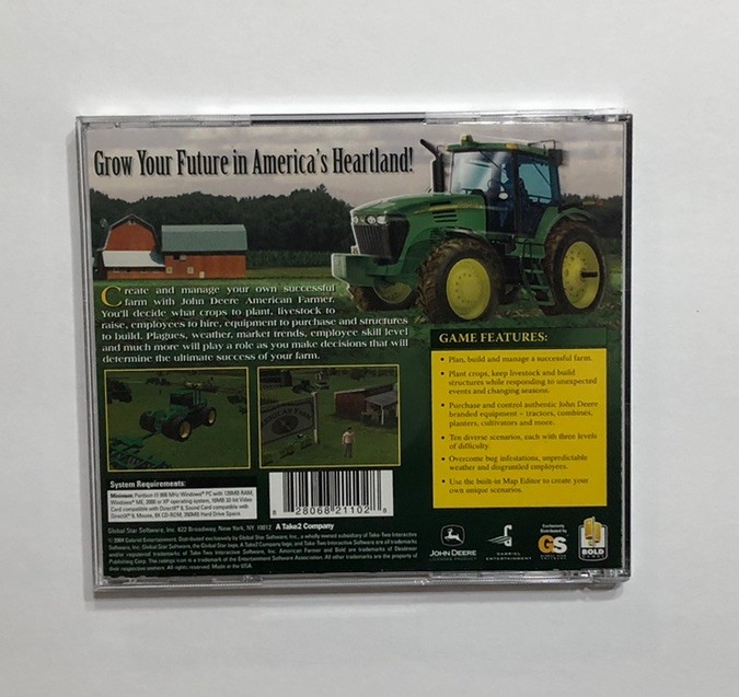 JOHN DEERE AMERICAN FARMER PC CD-ROM SOFTWARE GAME RATED E 2004