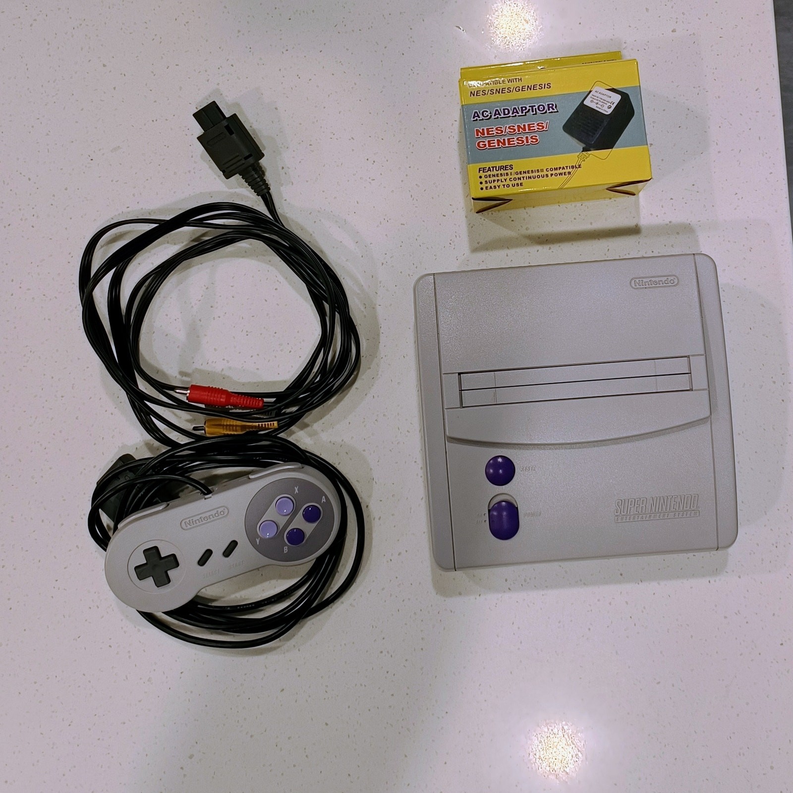 Super Nintendo SNES Console Bundle w/ Controller, Wires & Goof Troop Game