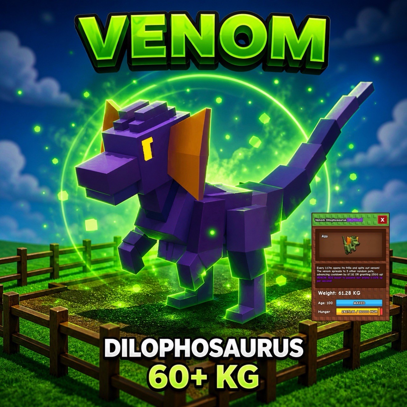 🌱Grow A Garden🌱 | 60KG+ HUGE VENOM Dilophosaurus 🦖🔥 | Fast Delivery⚡️