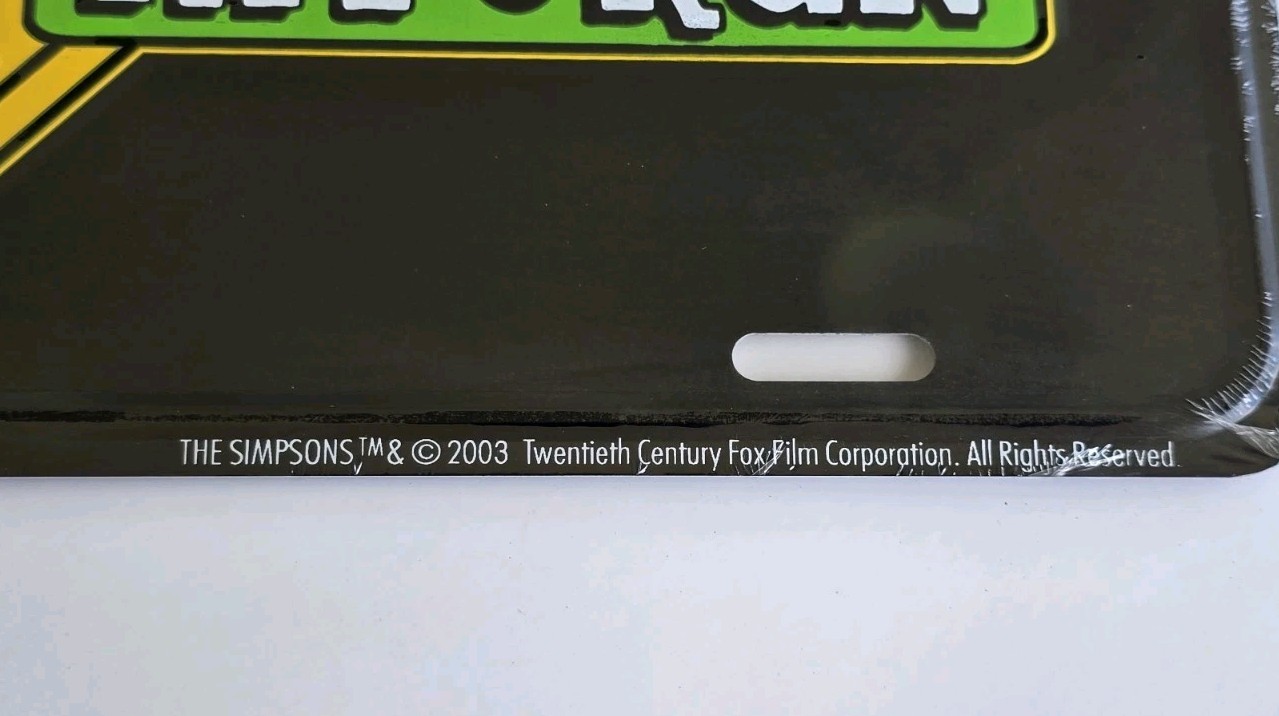 2003 SEALED The Simpsons Hit & Run Metal License Plate NOS Mint Video Game Promo
