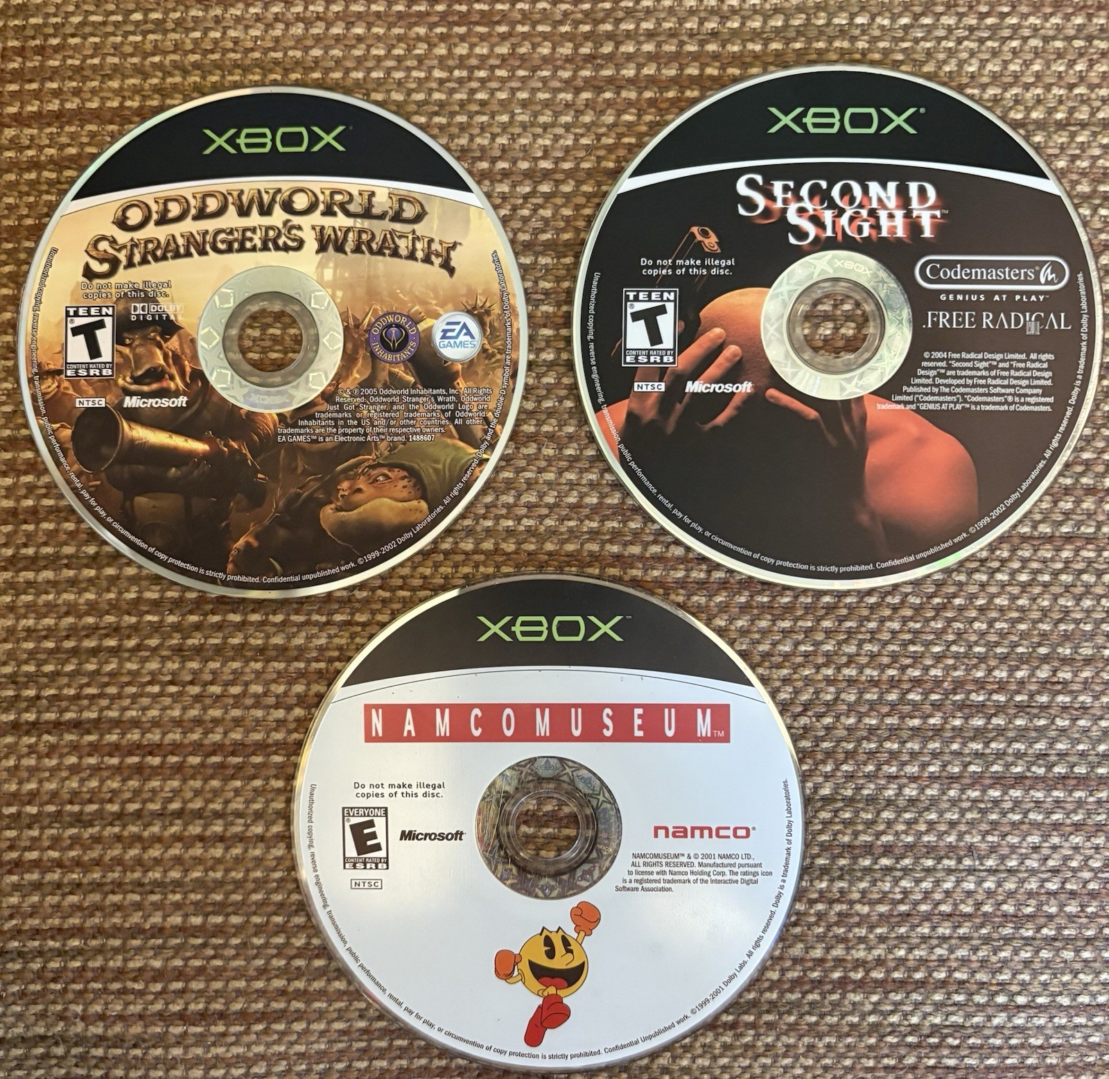 XBOX GAMES (Oddworld, Second Sight, NAMCO Museum)- Tested