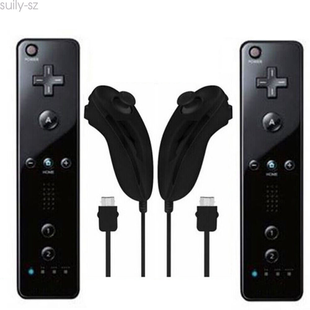 2in1 Motion Plus Remote and Nunchuck Controllers for Wii & Wii U Wiimote 4Pack