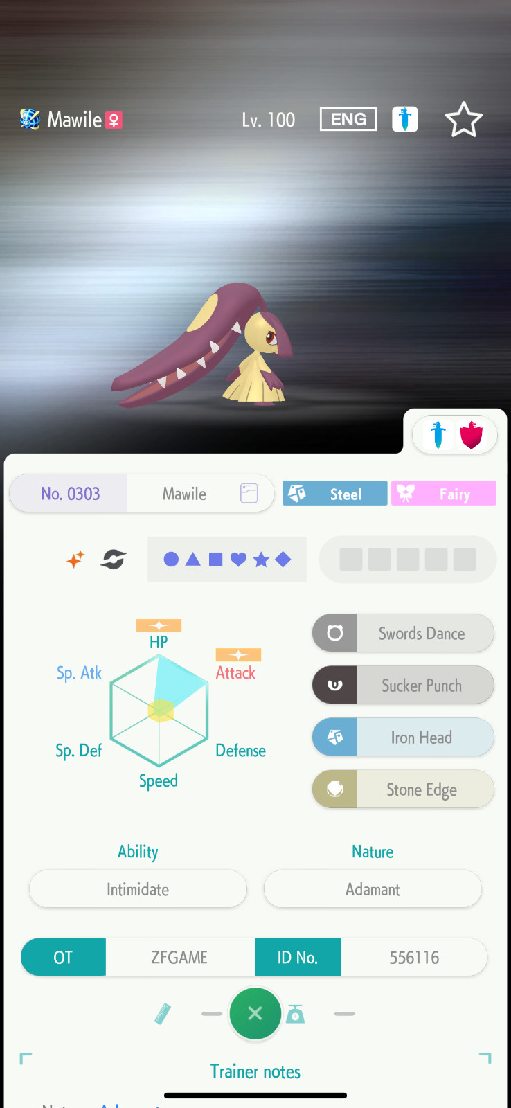 ✨6IV SHINY Mawile + EVS🚀 POKEMON HOME✨Champions✨Online delivery⚡