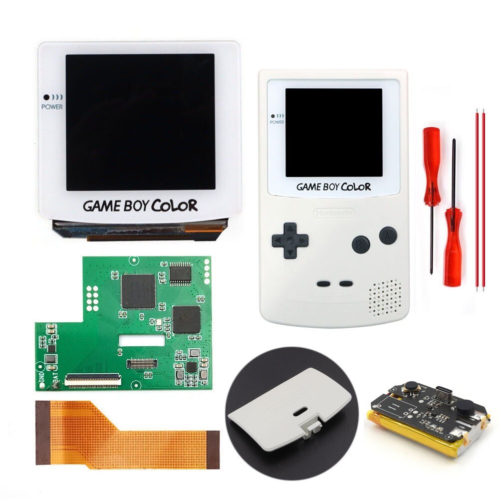 GBC AMOLED OLED Touch Screen Rechargeable Battery Li-ion White Kit For GameBoy