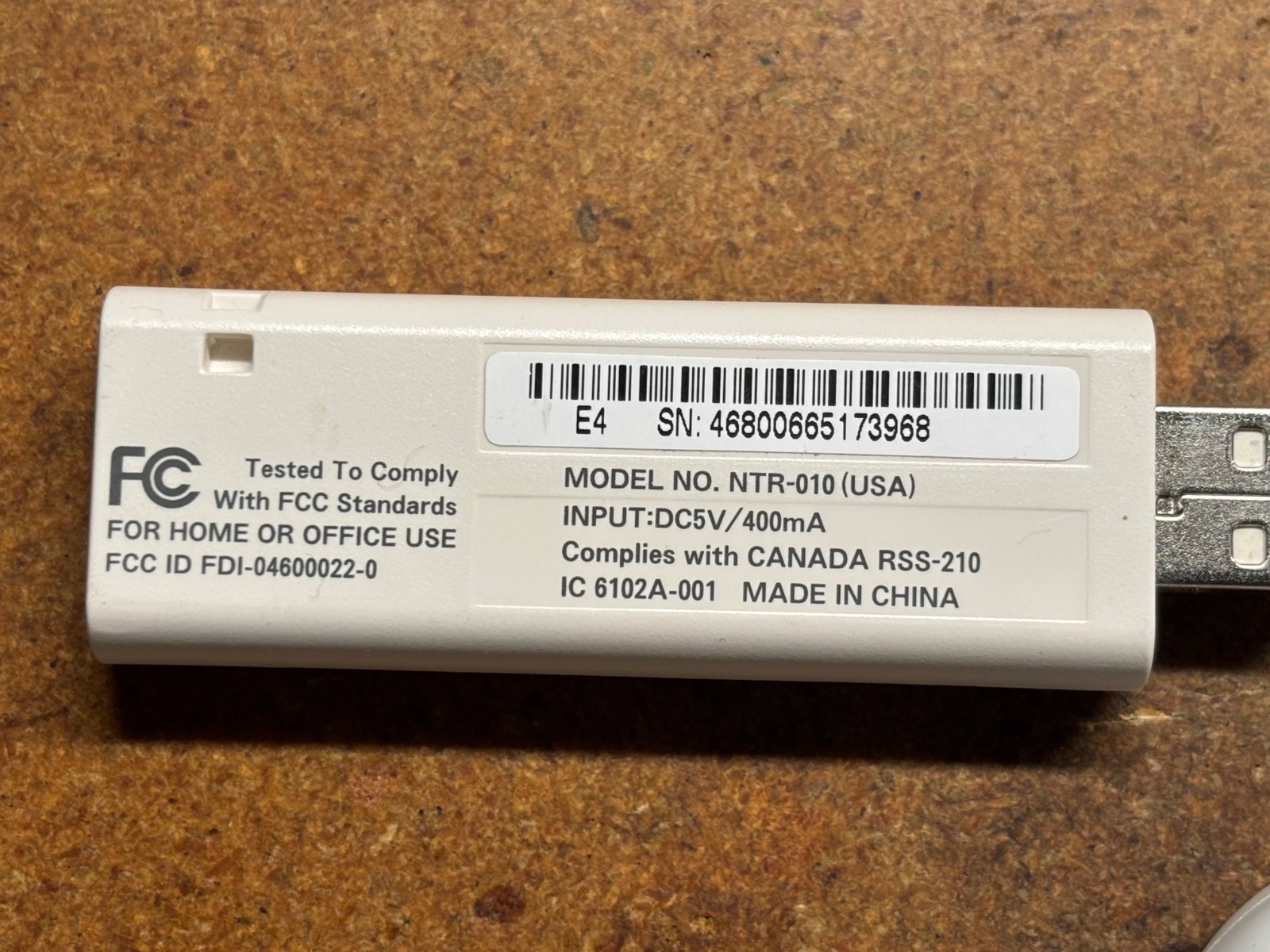 NINTENDO Wi-Fi USB Connector DONGLE + Cable Papers NTR-010 USA