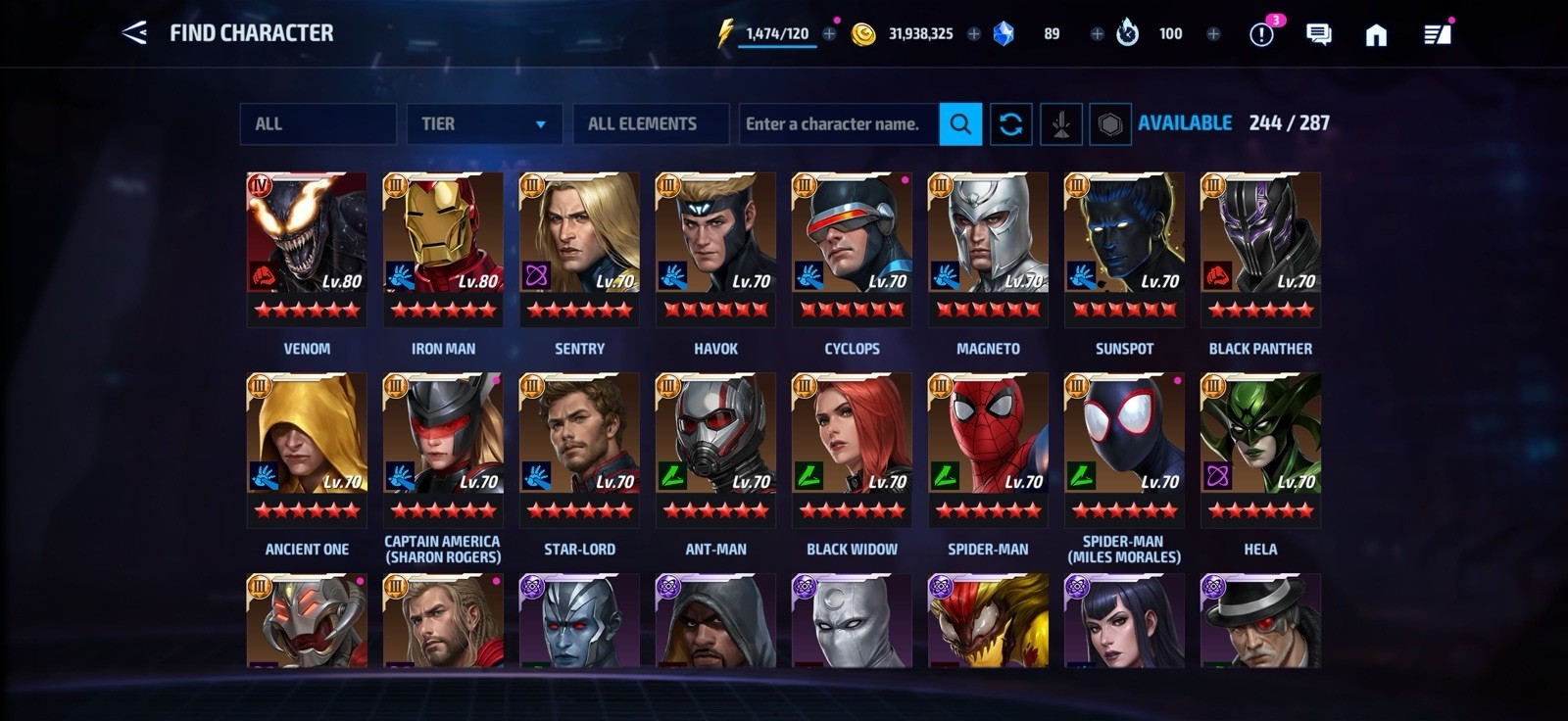 Stacked MARVEL Future Fight Account