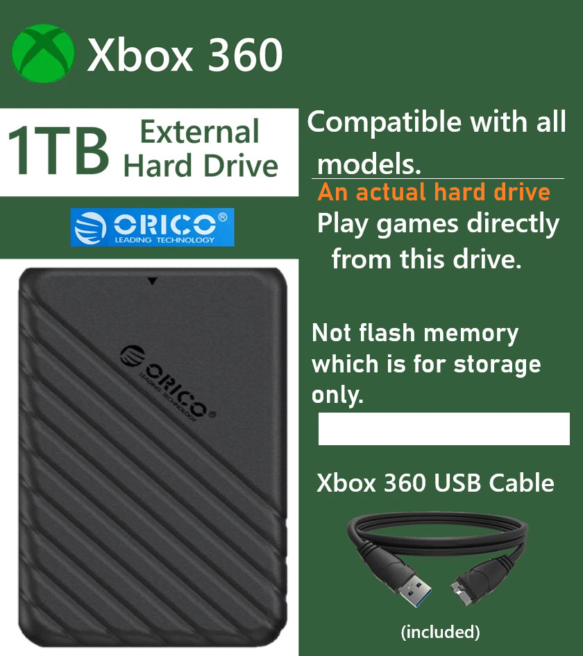 Xbox 360 1tb 500GB Option External Hard Drive (for all models)Orico Gaming Drive