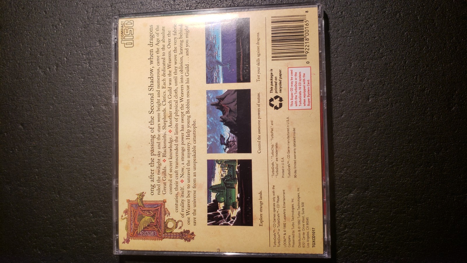 Loom (TurboGrafx-CD, TurboDuo, 1992) Authentic CIC Complete w/ Manual Tested