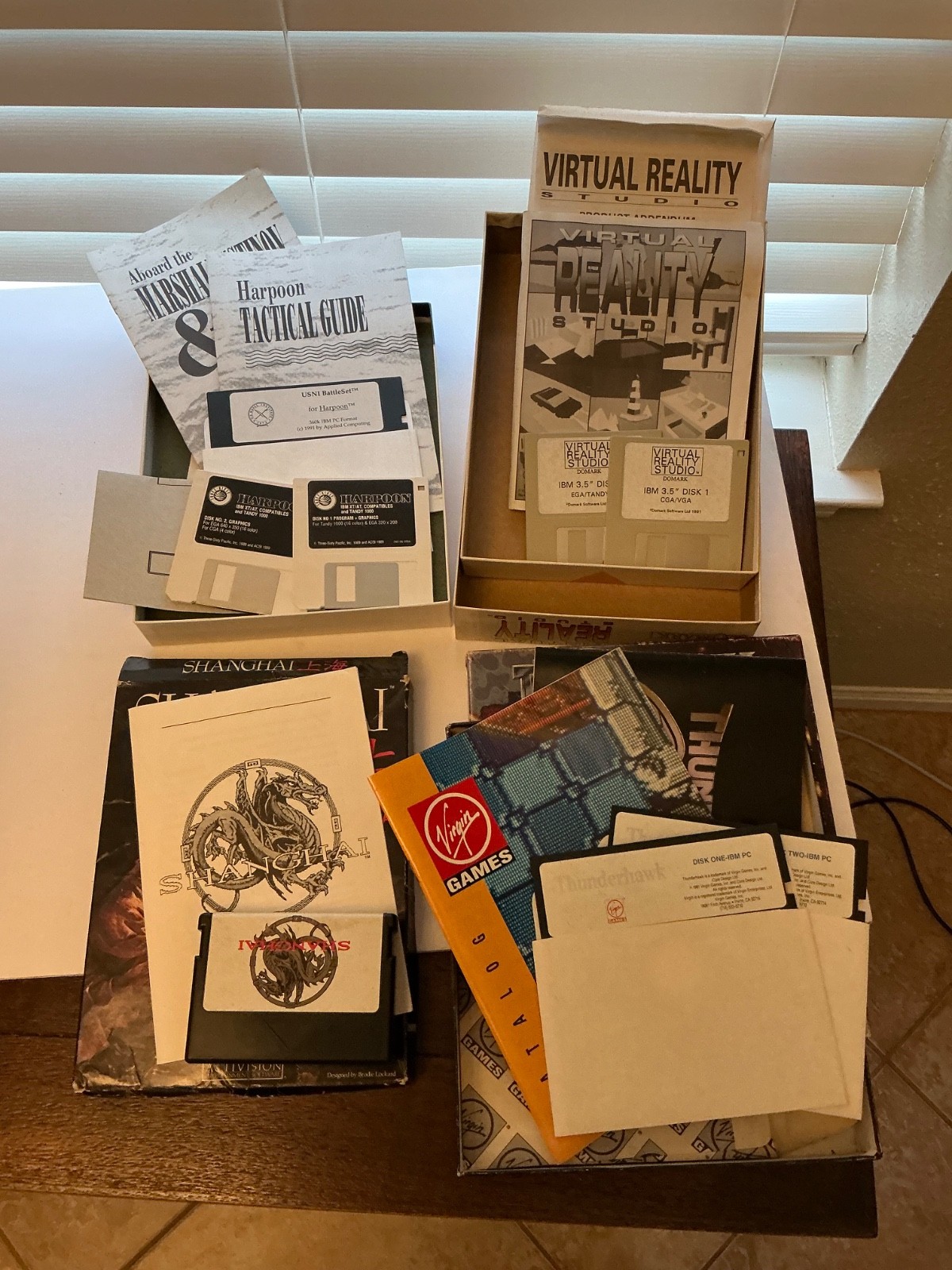 Tandy IBM VIS Game LOT gunship Elite Kings Quest Heroes Shanghai Sandiego
