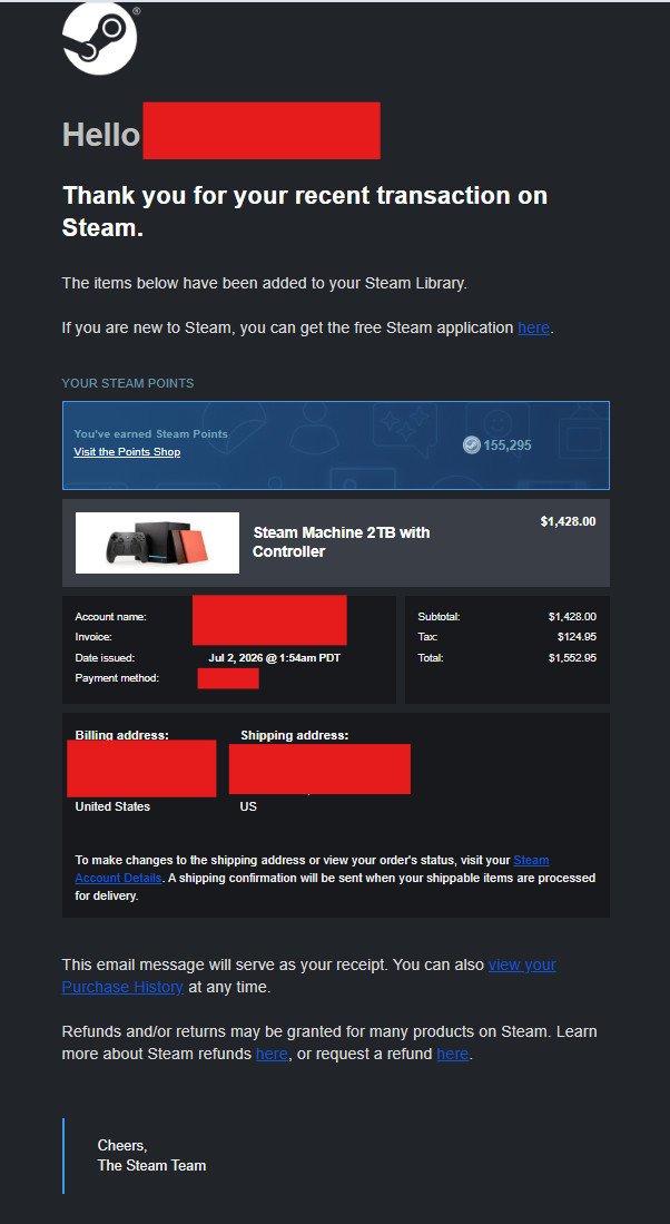 ** Valve Steam Machine 2TB SteamOS Console with Controller, Black ** (PRESALE)