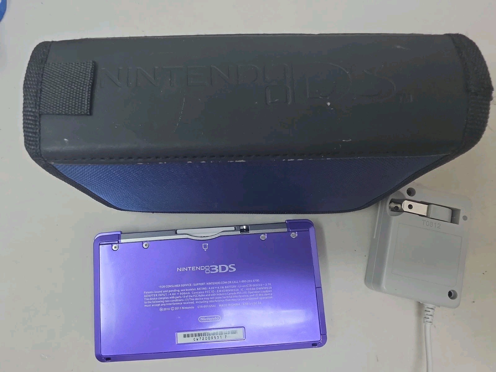 Nintendo 3DS Midnight Purple CTR-001 Console — Fully Tested w/Charger/Stylus