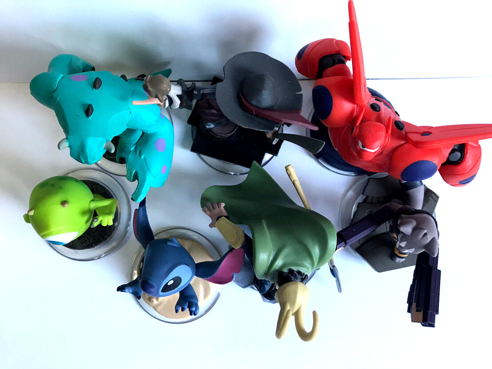 Disney Pixar Infinity Figures (7) Stitch Loki Baymax Barbossa Rocket Mike Sulley