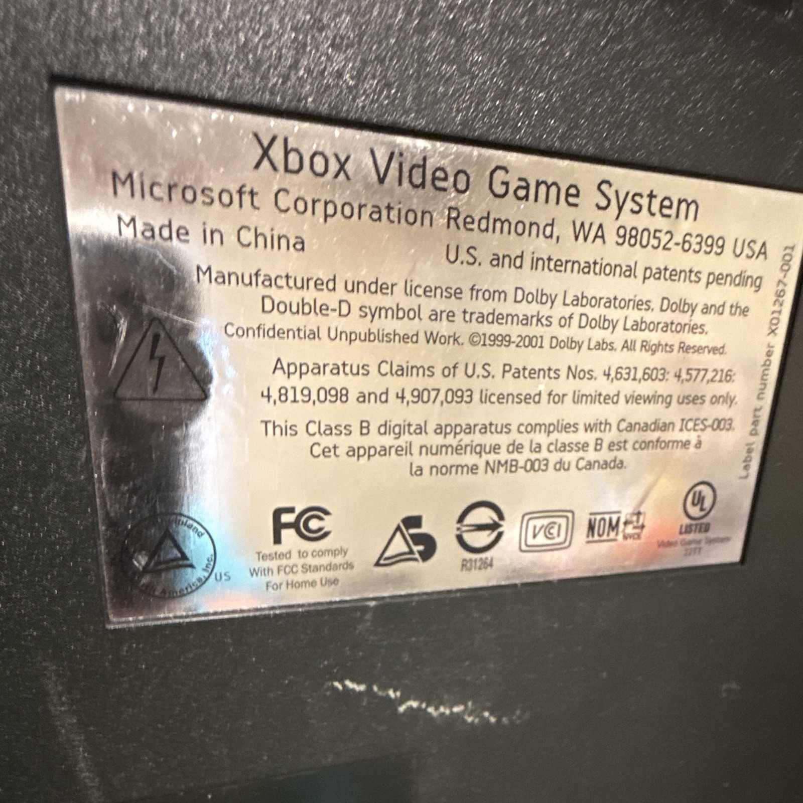 Microsoft Original Xbox Black Console 8GB DVD Playback Ethernet NTSC 480p 2001