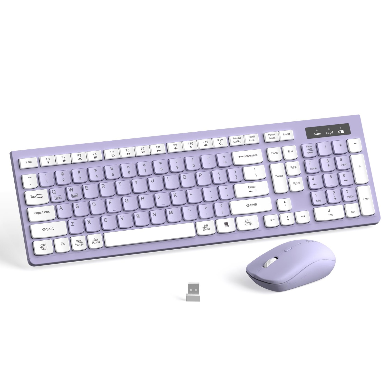 Wireless Keyboard and Mouse Combo, Full-Sized Purple