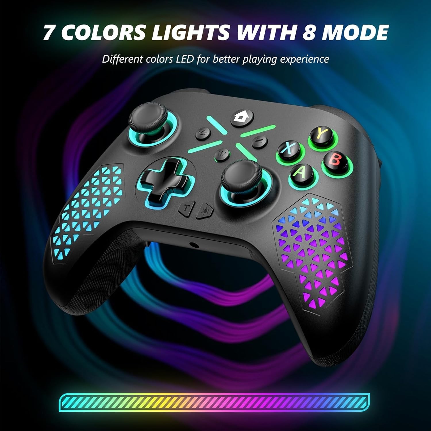 Multi-Platform RGB Wireless Controller for Xbox, 2.4GHz Dual Vibration Gamepad