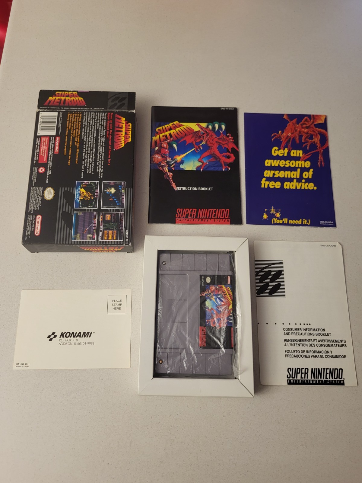 Super Metroid SNES CIB Complete SNS-RI-USA Manual All Inserts VG+