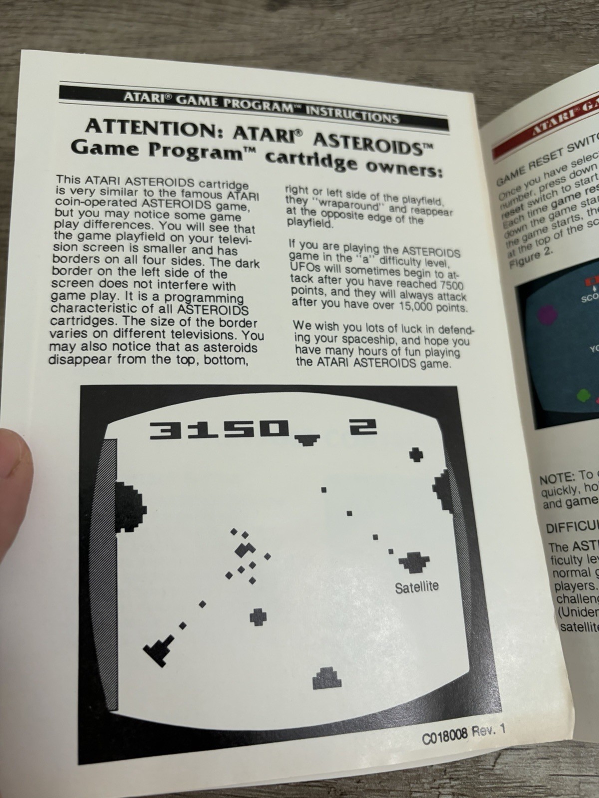 Asteroids (Atari 2600, 1981) Video Game Cartridge and Manual Instruction Booklet