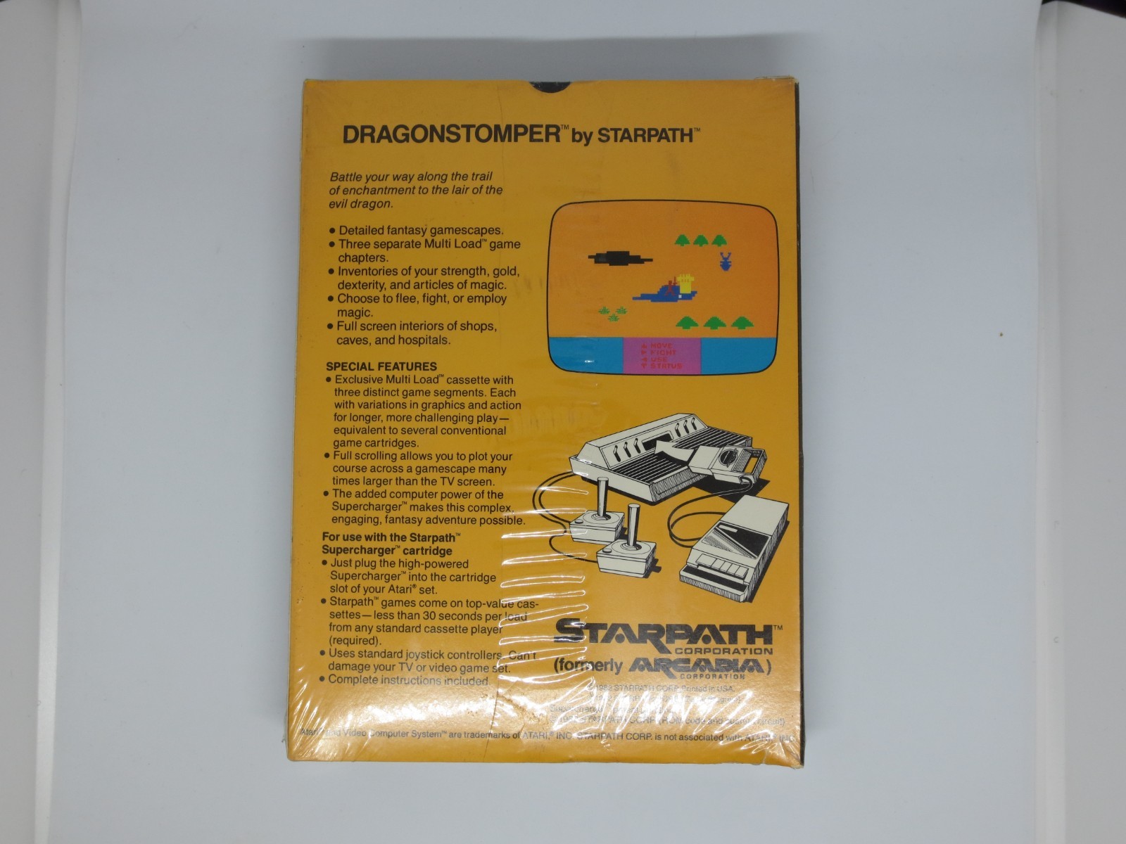 ATARI Dragonstomper (Supercharger Game) Box & Manual & Cassette Tape Sealed