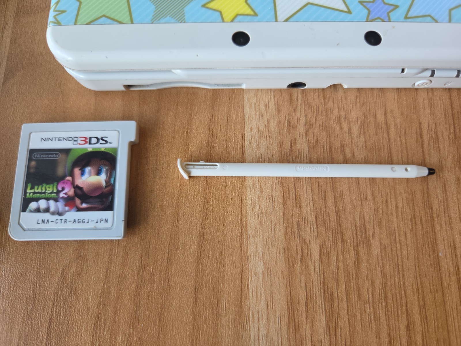 NINTENDO New 3DS White Console Stylus Charger w/Colorful Star Cover JAPAN REGION