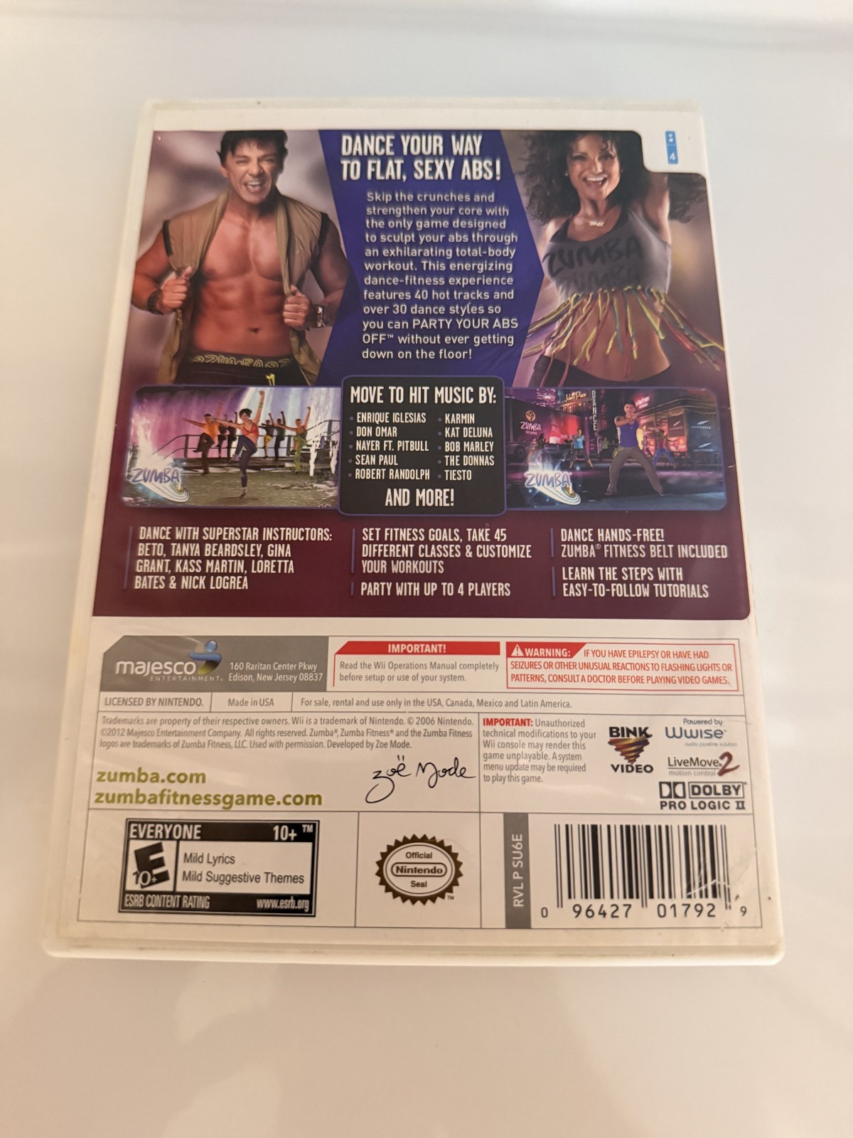 Zumba Fitness Core (Nintendo Wii, 2012), Good Condition