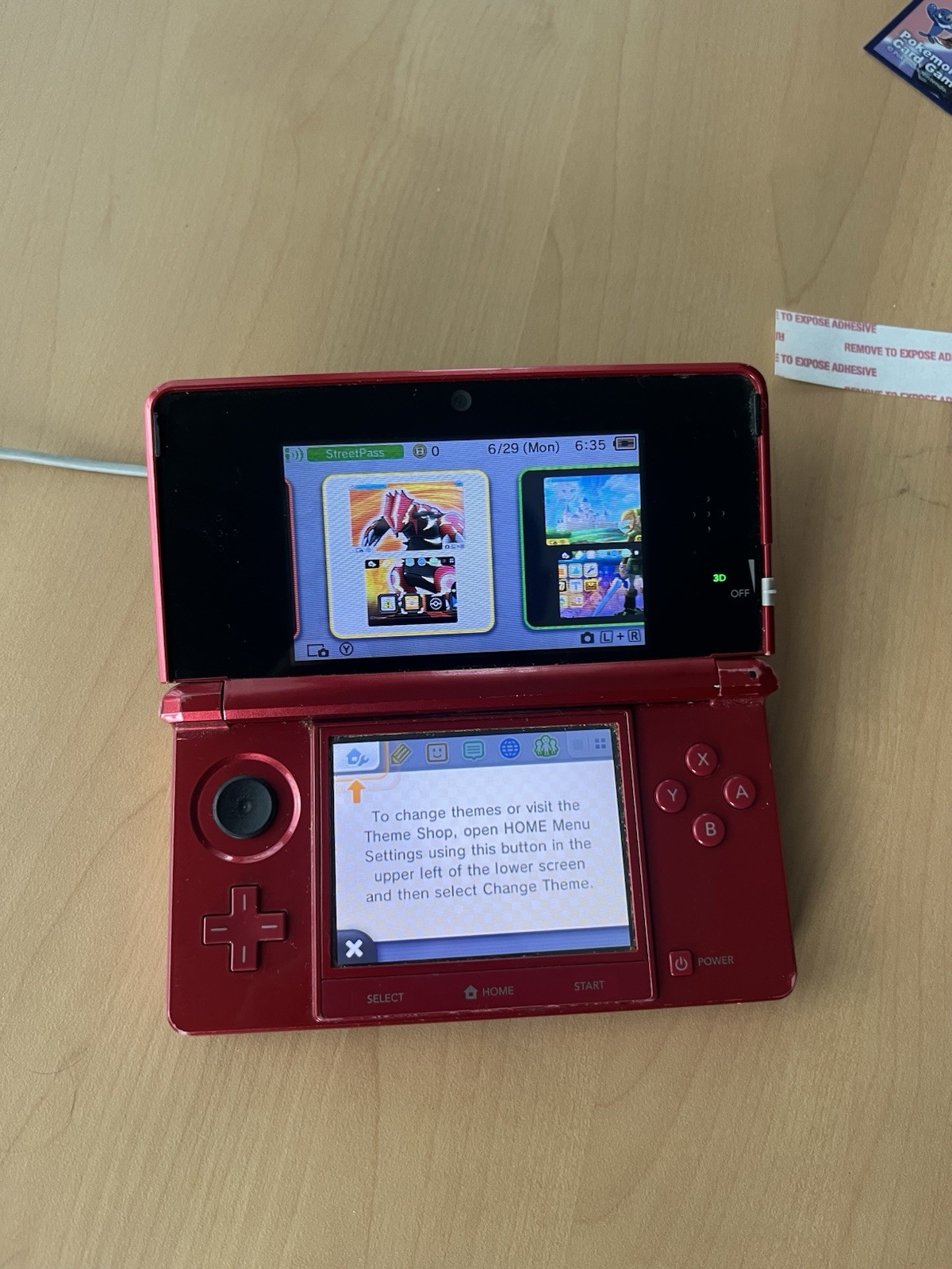 Nintendo 3DS Red Console North America OEM Charger+Pokemon Y READ SHIPS TMR