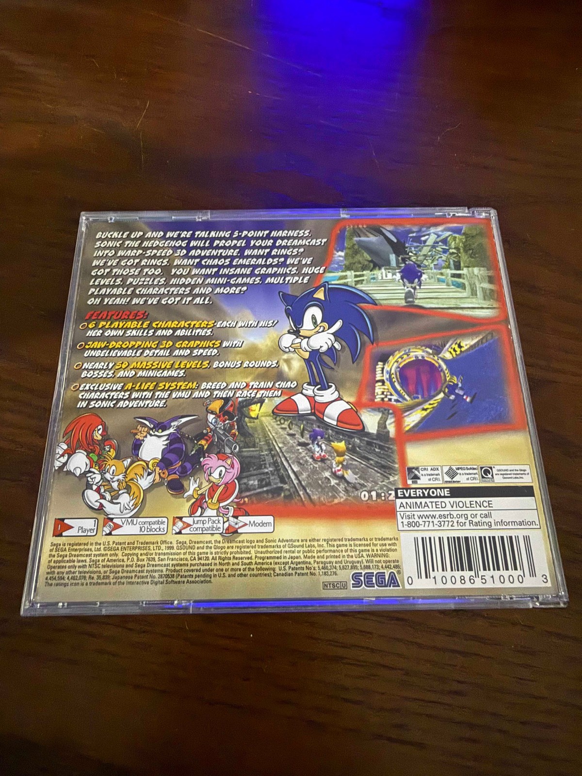 Sonic Adventure (Sega Dreamcast, 1998) – AUTHENTIC, TESTED, CIB, SEE PICS