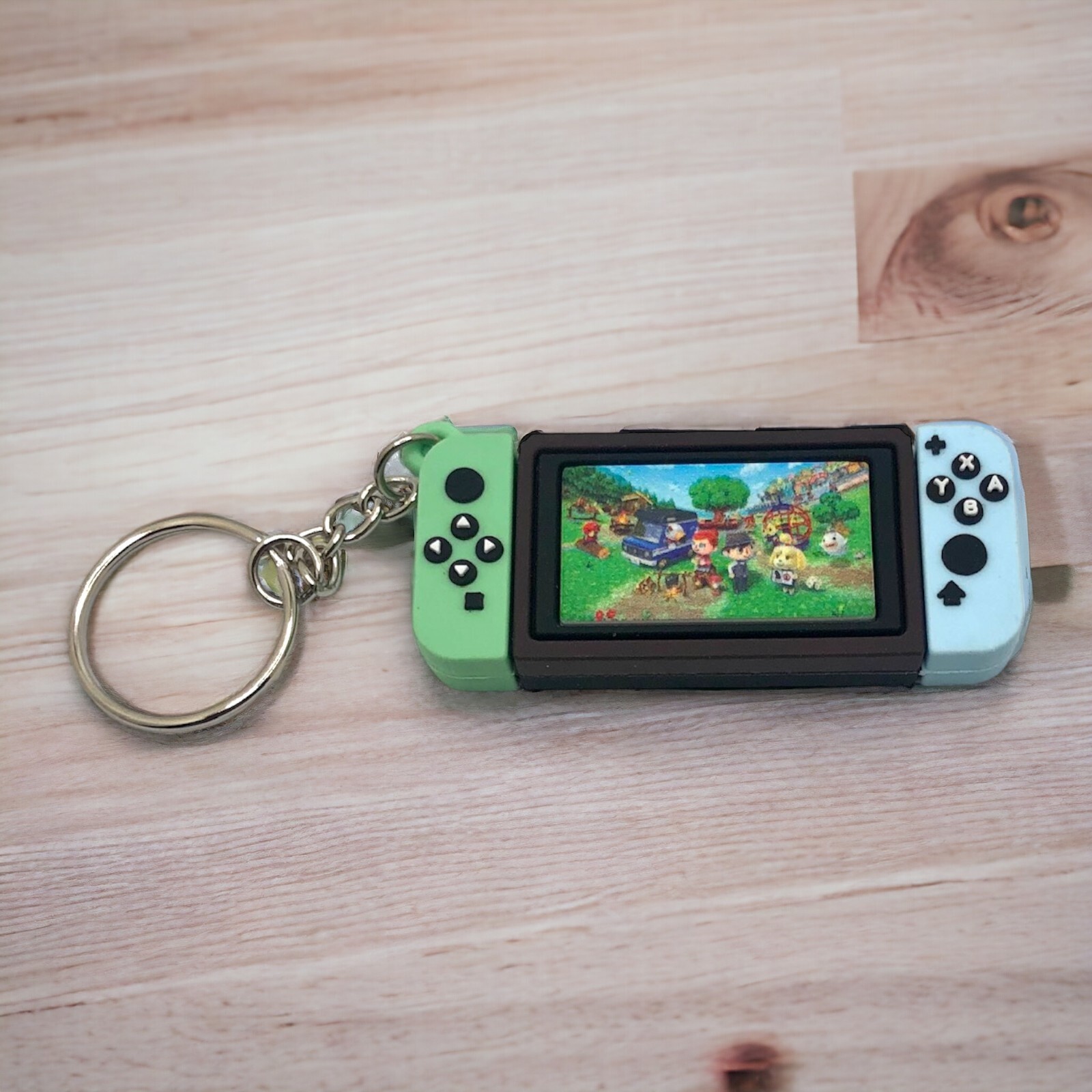 Collectable NINTENDO SWITCH Keychain – Animal Crossing New Leaf – Green & Blue