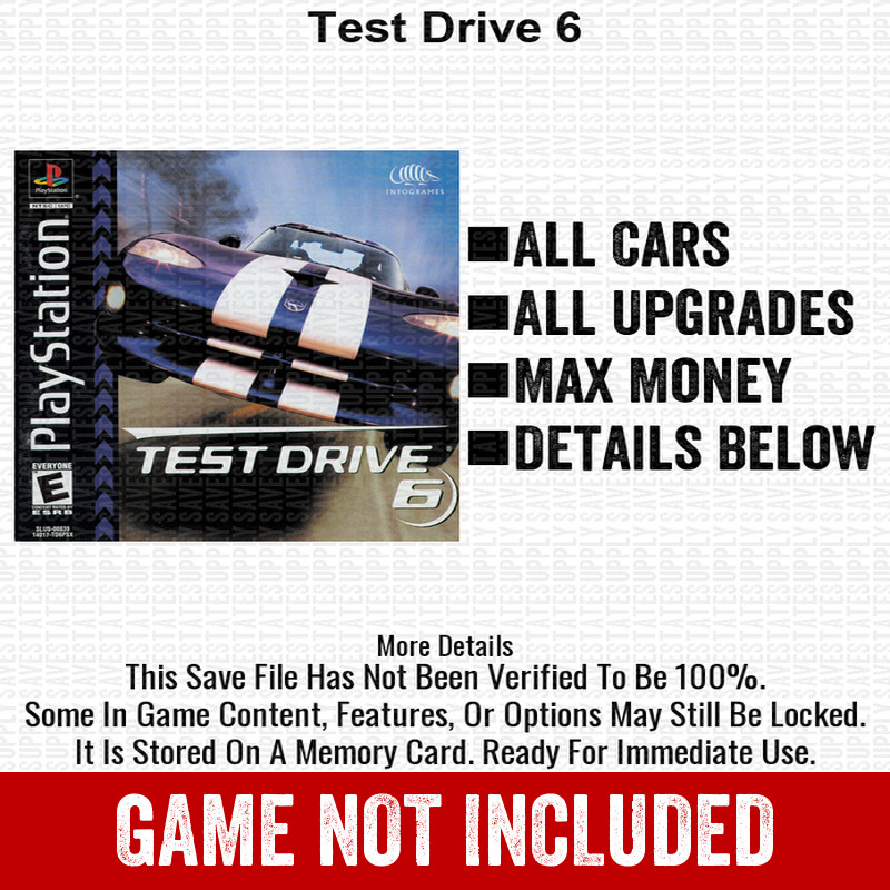 Test Drive 6 100% Unlocked PlayStation Memory Card All Items PS1