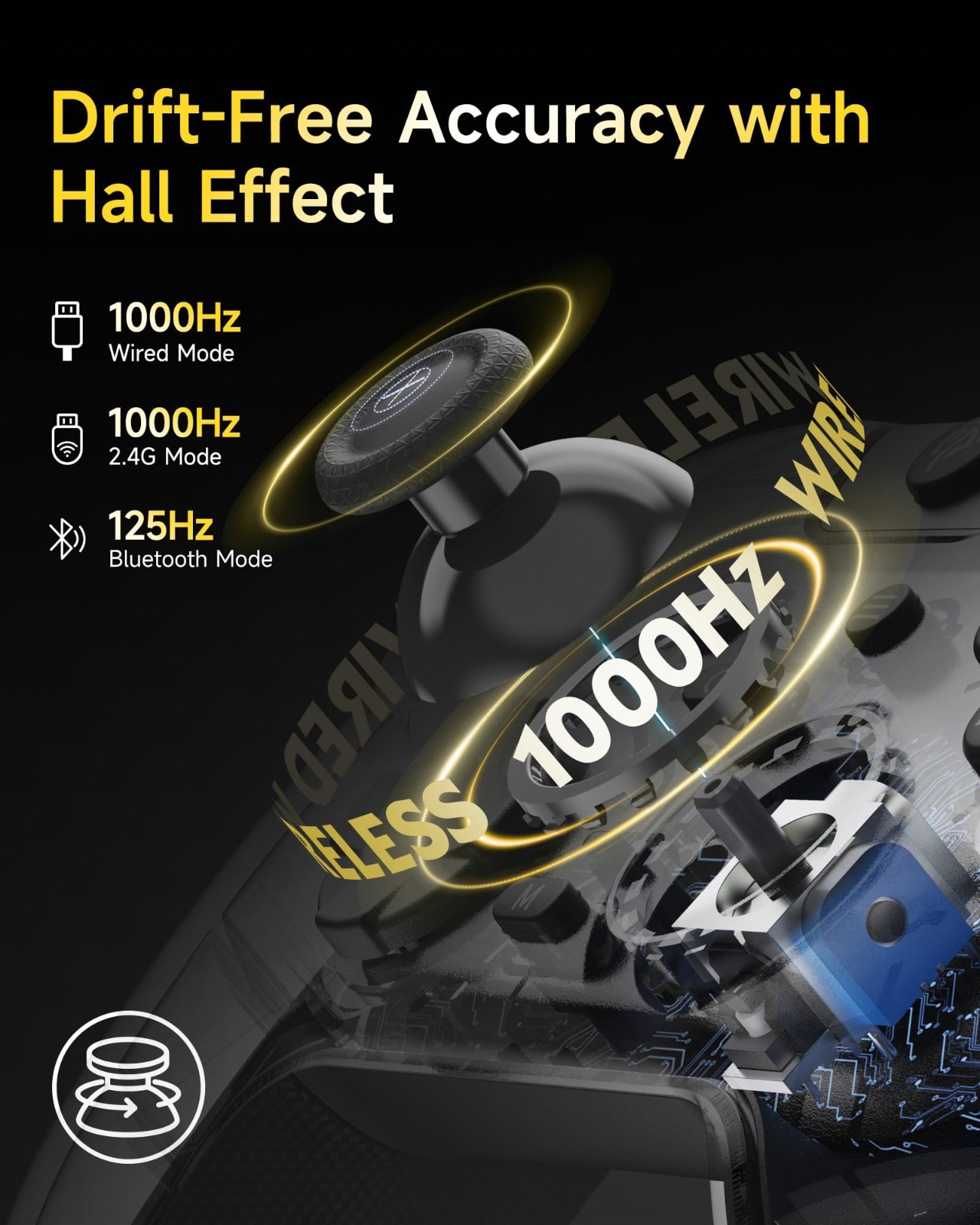 Wireless Gaming Controller for PC, Switch & Phone – Ultra-Quiet, Ergonomic, Prog